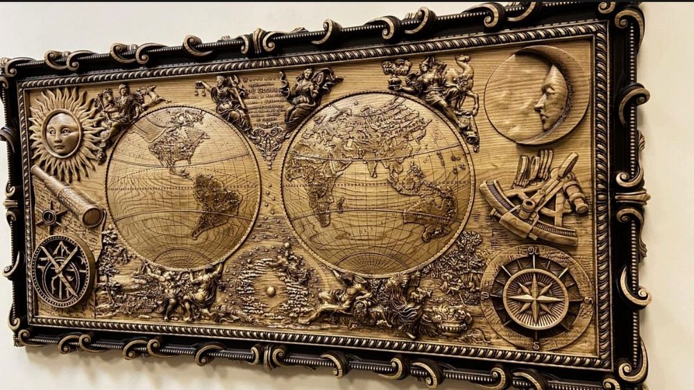 3d різьба Карта світу (панно)