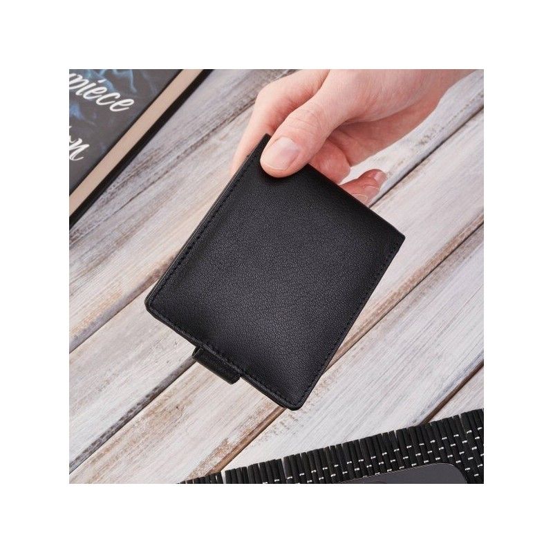 portfel męski mały skórzany czarny rfid brodrene g-109mn/bl
