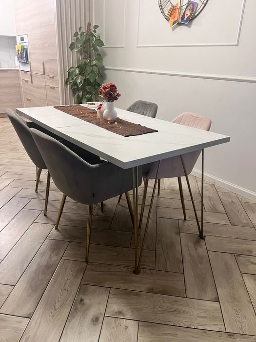 Stół rozkładany złoty glamour 140 / 240 x 80