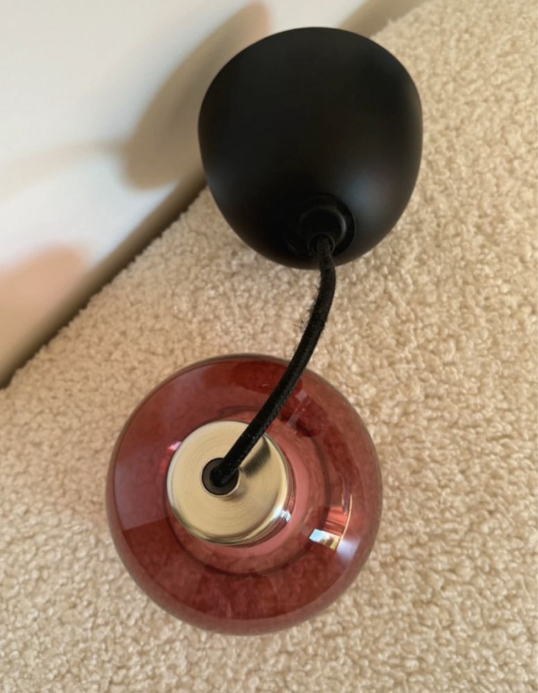 okrągła różowa lampa wisząca 70s vintage modern retro