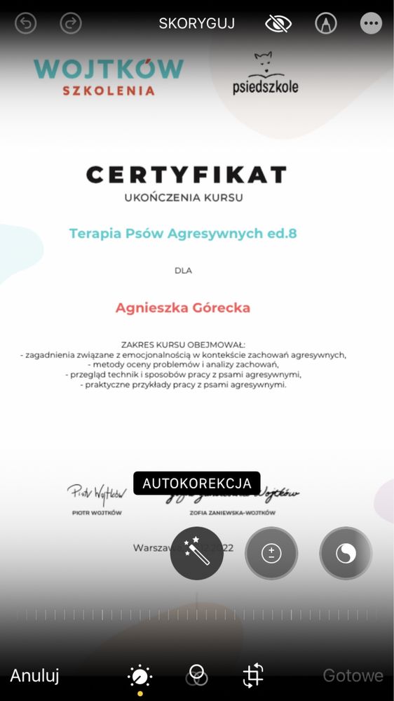 Behawiorysta zwierząt towarzyszacych COAPE, instruktor nosework