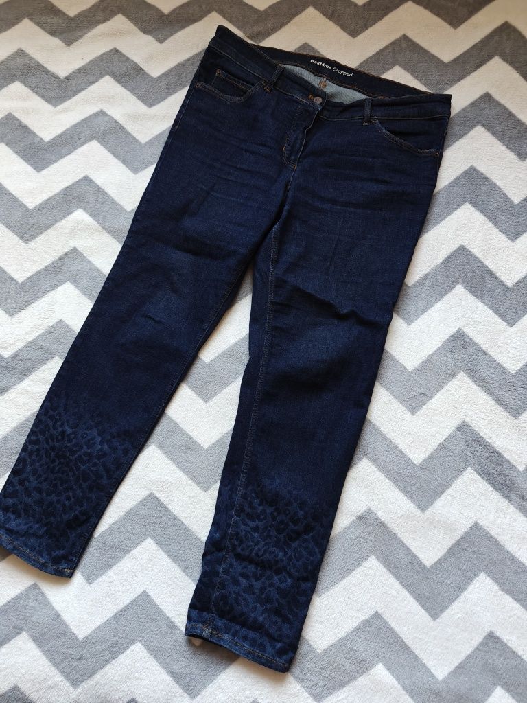 Gerry Weber jeansy dżinsy panterka spodnie jeansowe wysoki stan 48 4XL