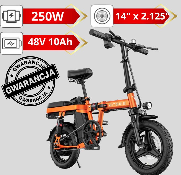 Rower Elektryczny Składany Engwe T14 250W 48V 10Ah 14Cali Gwarancja!!!