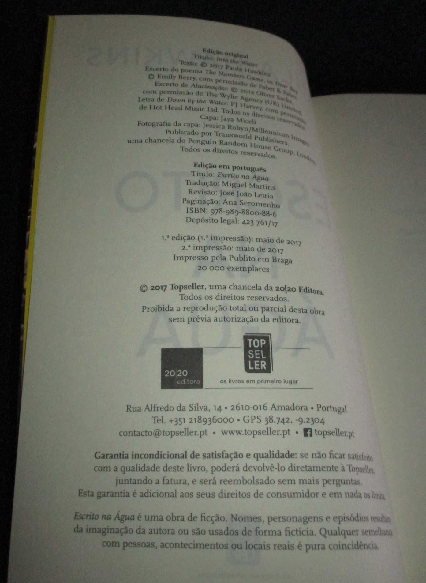 Livro Escrito na água Paula Hawkins