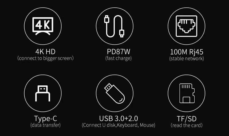 Адаптер концентратор USB 8 в 1 Type C 4k Hdmi Rj45  Charge For Macbook