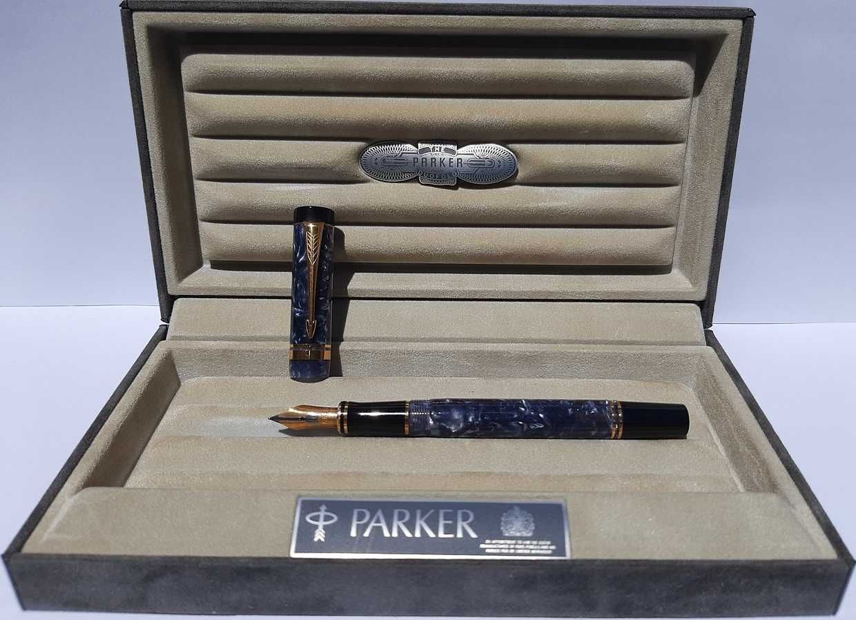 PARKER Duofold Marble Blue Centennial Vintage Gold 18k-750