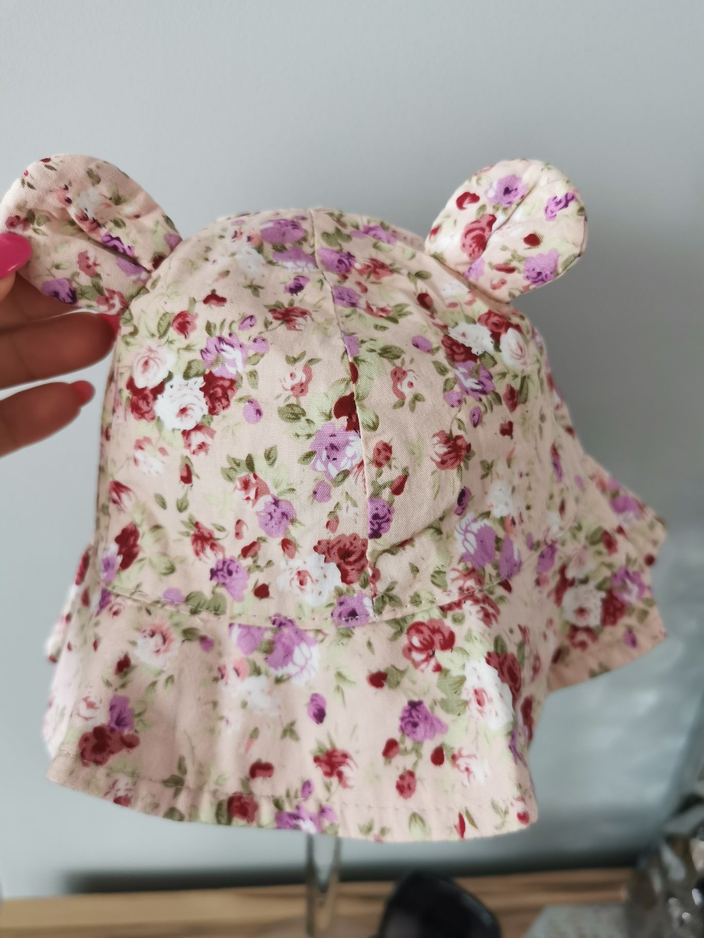 Kapelusz kwiaty jak newbie uszy dziewczynka 47cm 6-12m