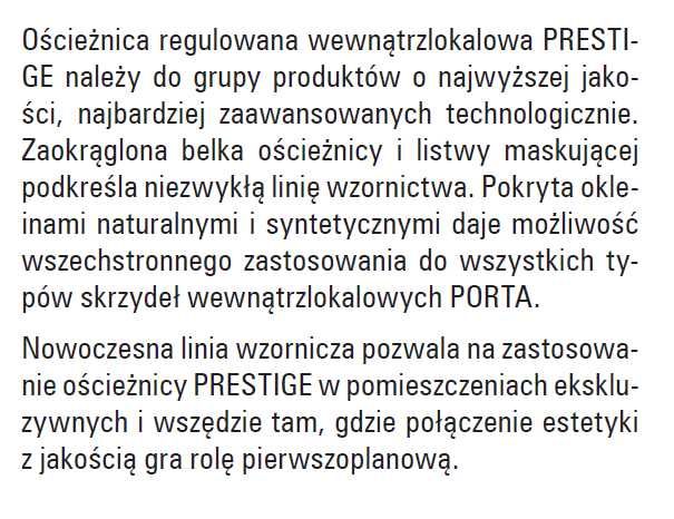 Ościeżnica regulowana futryna PORTA Prestige Wenge L 70 12-14 cm