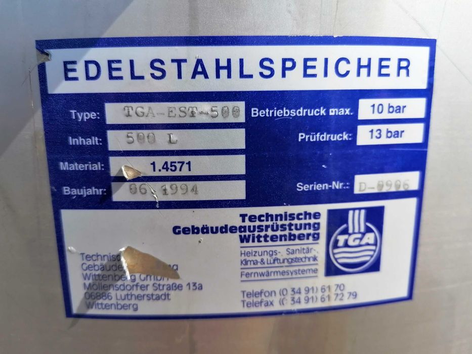 Bufor hydrofor nierdzewny 500 L RUDERT ROHLEDER nierdzewka zasobnik