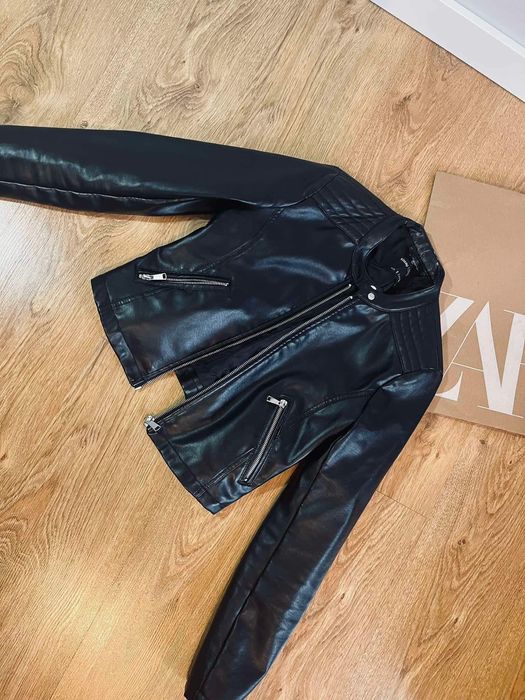 Sinsay S kurtka 36 ekoskora czarna motocyklowa krotka