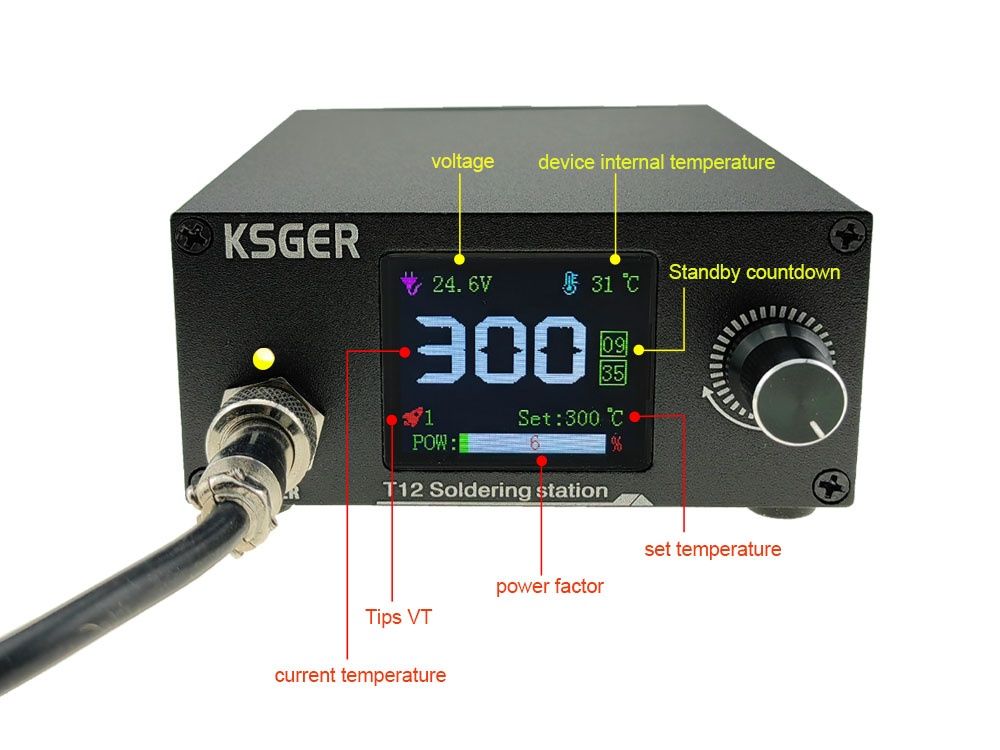 Паяльная станция Ksger T12 - программируемая, цветной дисплей 1.8 дюйм