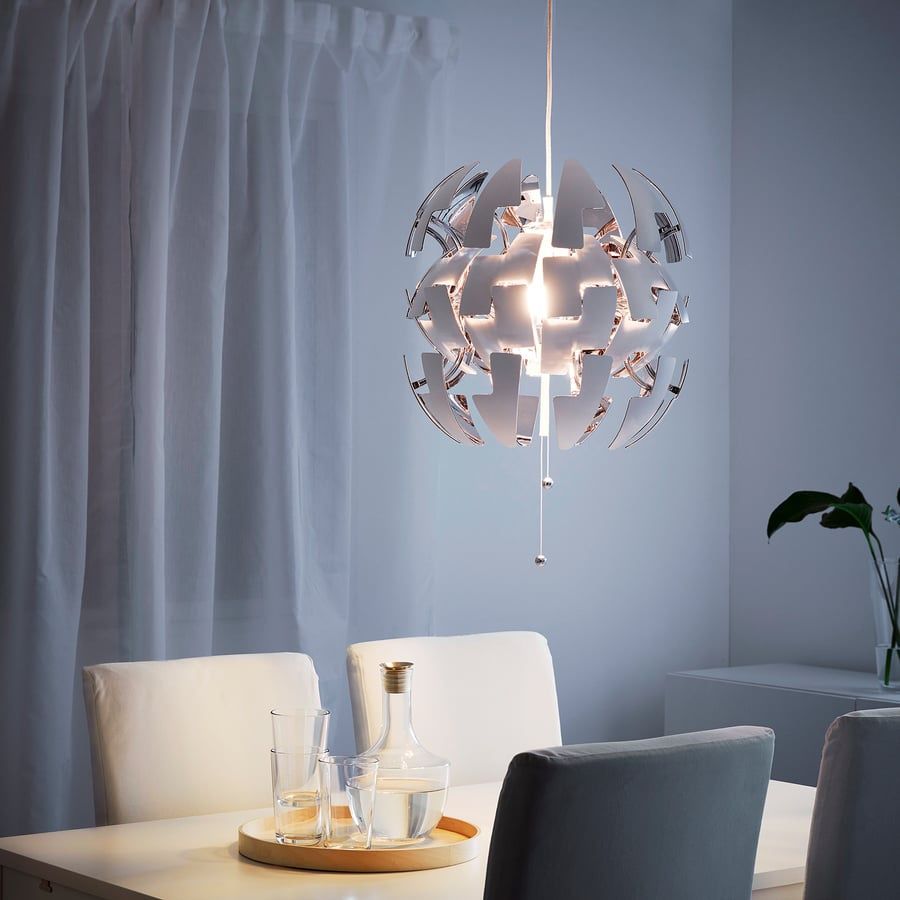 Candeeiro suspenso, branco/prateado, 35 cm