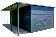 Garaż Blaszany 3X5M + Wiata 1X5M Brama Uchylna Antracyt Nb203