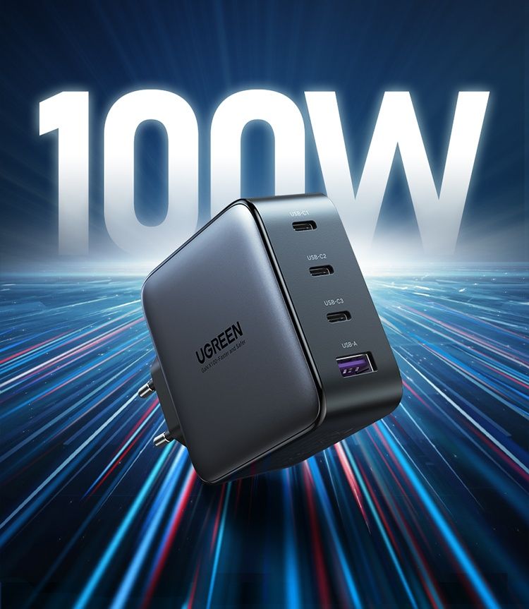 Ugreen GaN 100W PD 100W  QC3 QC4+ GaN зарядка IPHONE ANDROID MAC