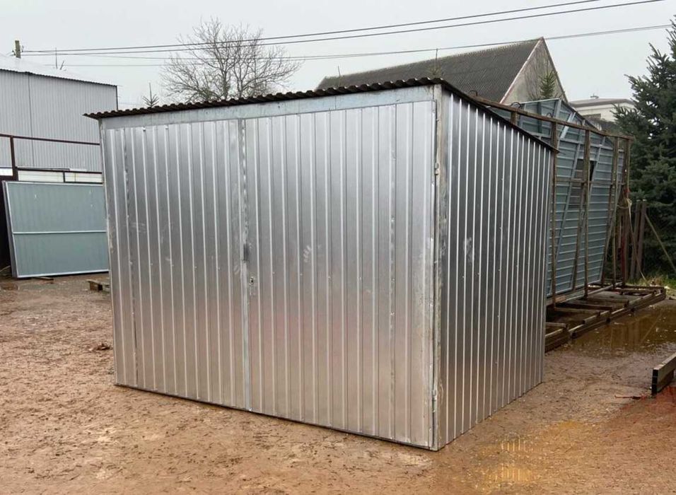 Garaż blaszany 3x3 2 gatunek jednospadowy brama dwuskrzydłowa