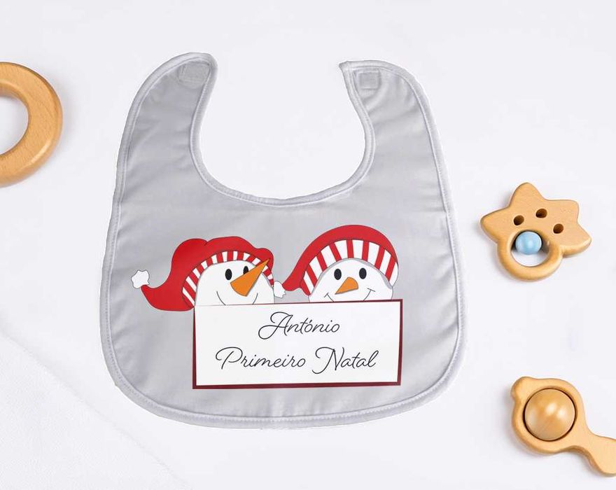 Babete Personalizado “Primeiro Natal"– Nome do Bebé | Natal 2025