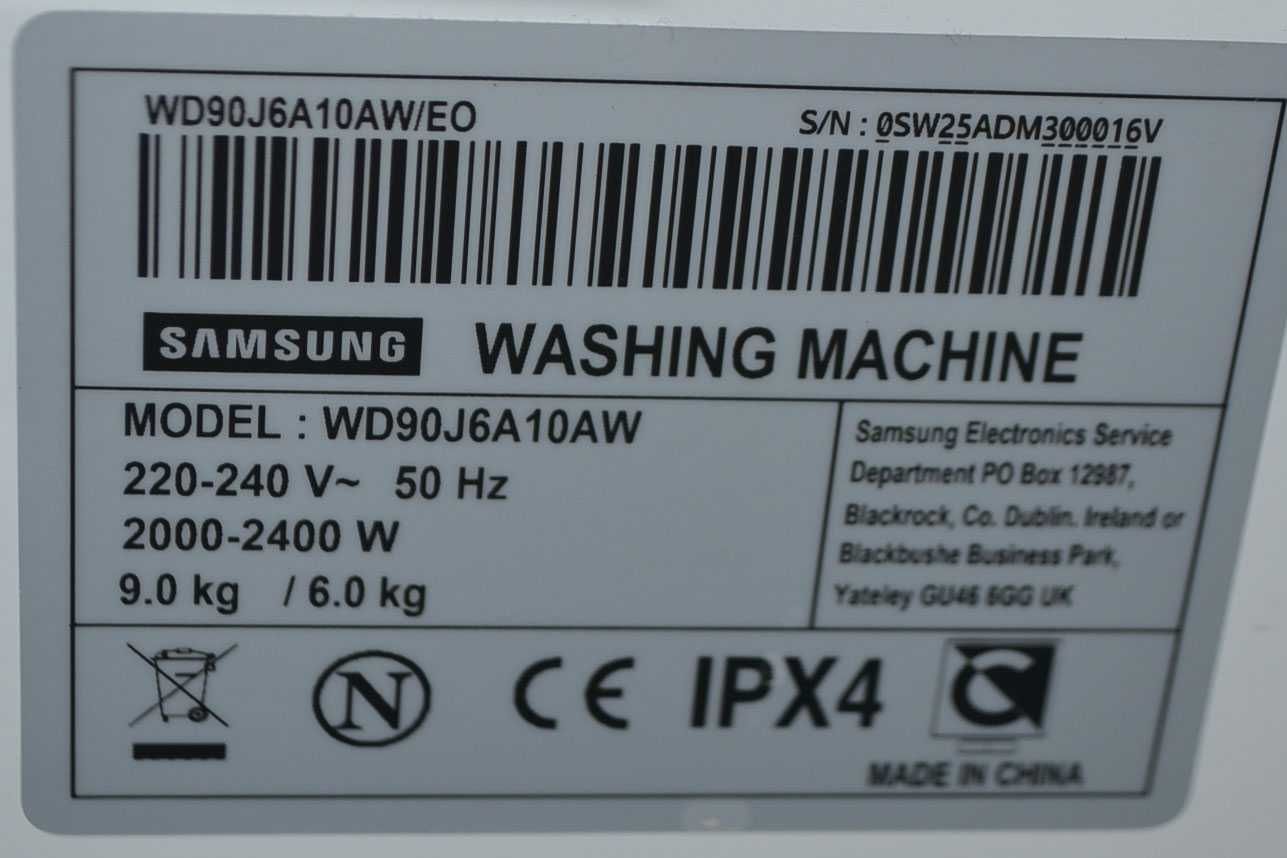 Pralka Suszarka Samsung WD90J6A10AW 9kg Serwis naprawa AGD