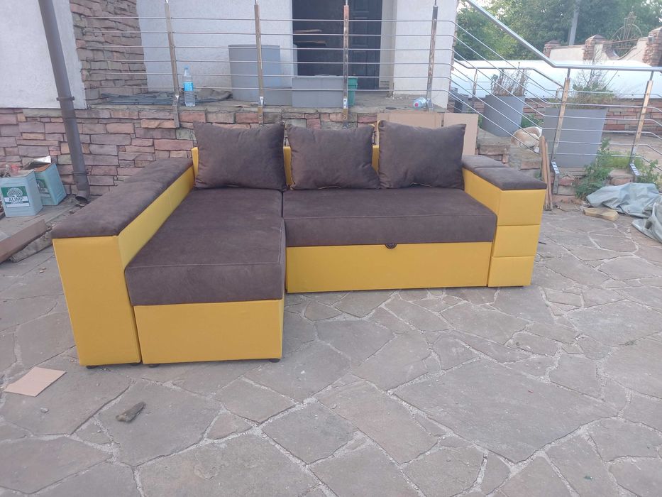 Угловой диван Денвер желто -коричневый