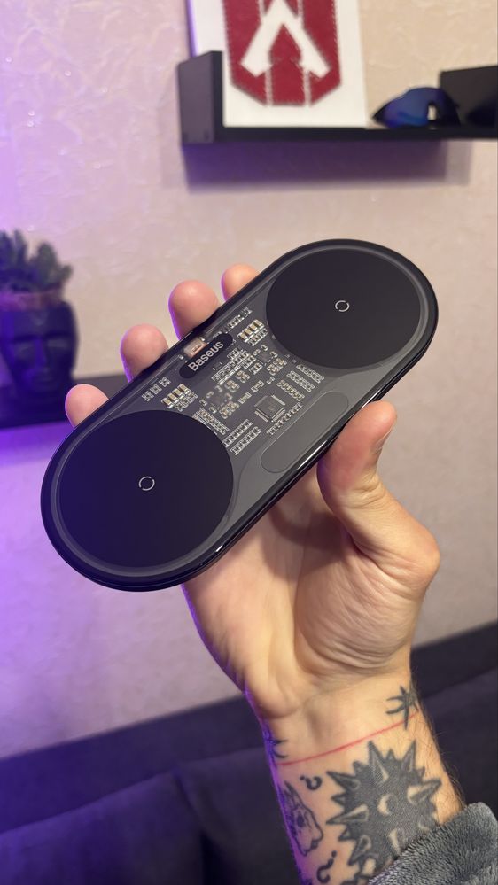Безротова зарядка Baseus Wireless Charger Digital LED 2 in 1 20W
