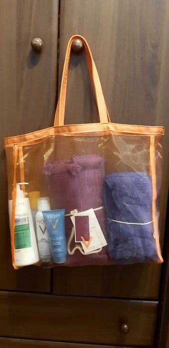 Помаранчева пляжна сумка  Vichy косметичка Vichy