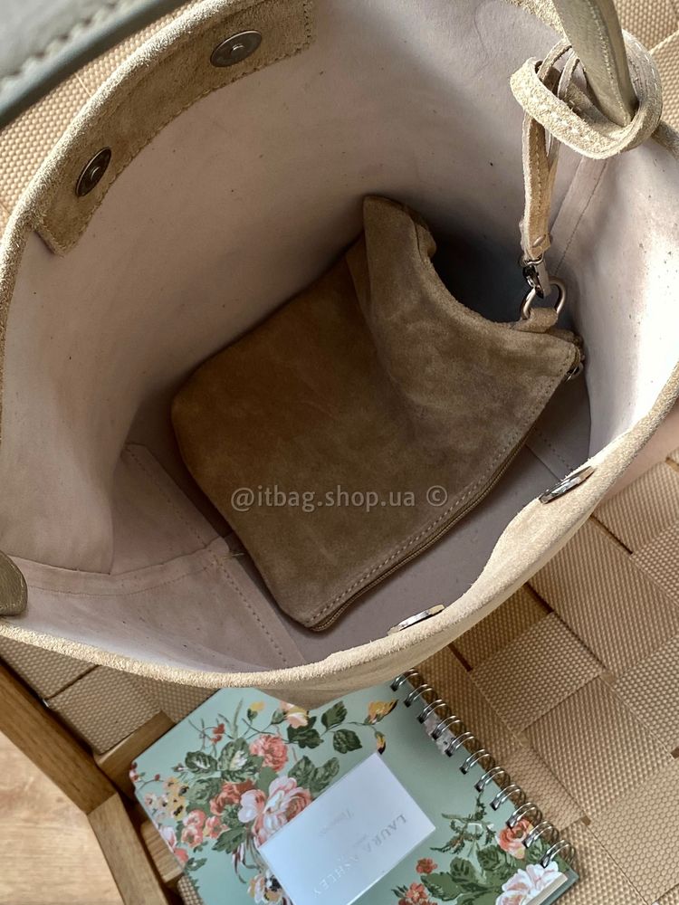 Замшева сумка bucket bag, новинка з Італії. Замшевая сумка Италия