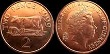 Moeda de 2 Pence - 1999 - Guernsey - Elizabeth II
