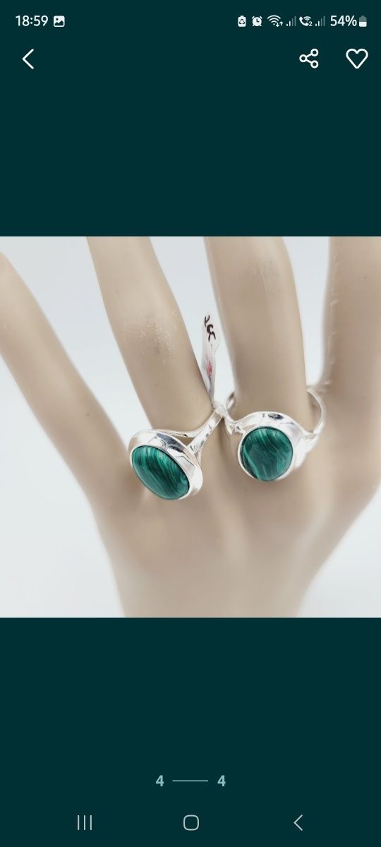 Srebrny pierścionek pr 925 z zielonym malachitem