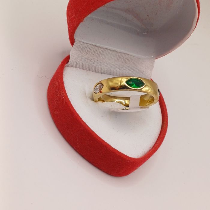 Pierścionek obrączka złota z brylantami stal chirurgiczna 10/20 P28