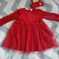 Sukienka niemowlęca rozm 74, czerwona tiulowa, Smyk