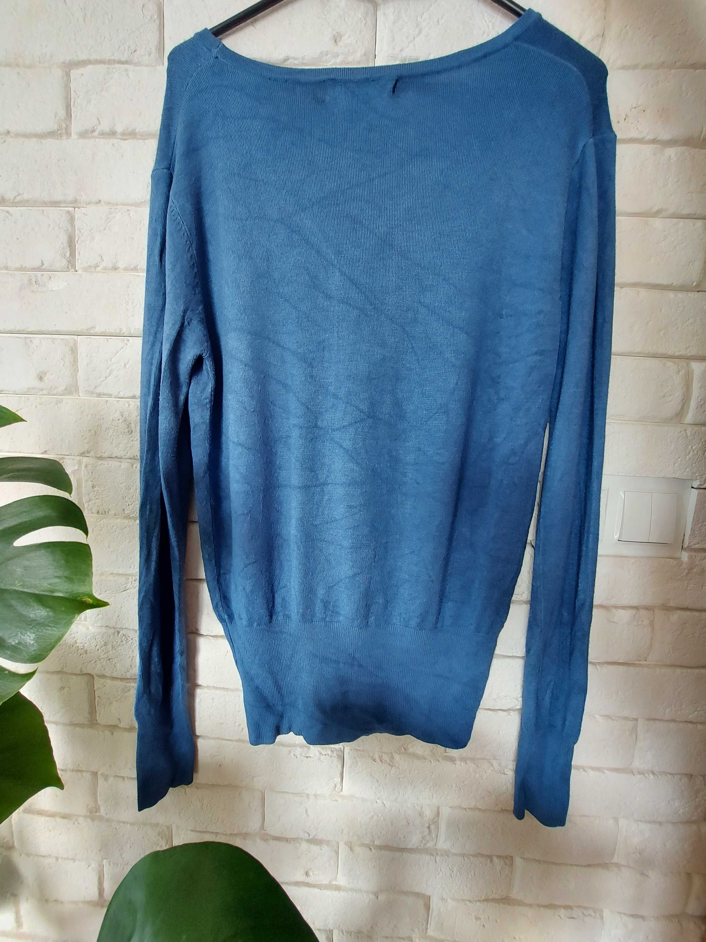 Niebieski,  rozpinany sweterek, Serrato, M/L