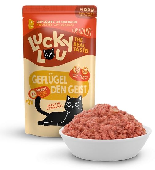 Zdrowa karma dla kotów bez zbóż, cukru i GMO - Lucky Lou DRÓB 125g