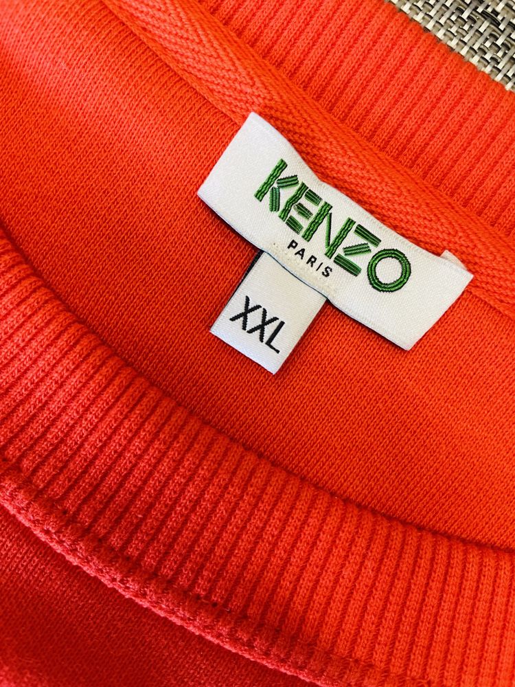 Kenzo Paris - pomarańczowa bluza męska z aplikacja Logo