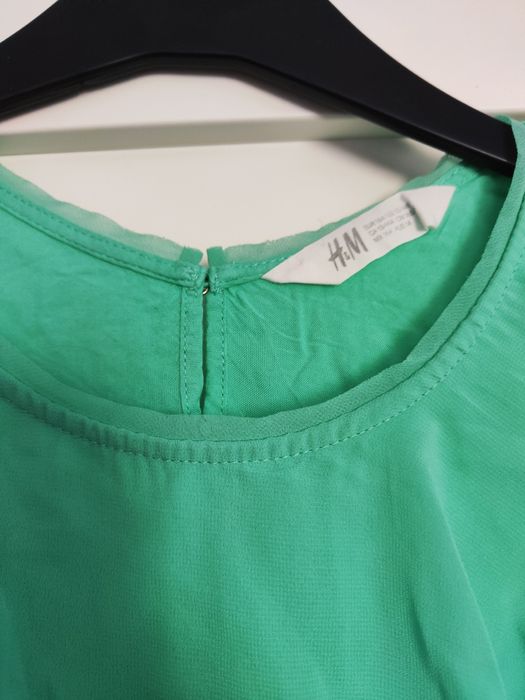 H&M rozmiar 164, śliczna zielona miętowa bluzeczka, falbanki