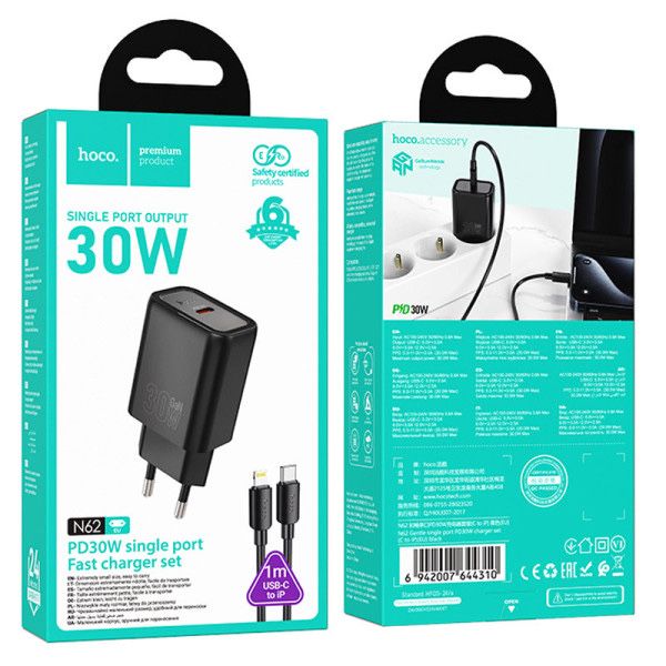 Оригинальная зарядка для Айфона Hoco N62 30W+кабель Type-C-Lightning