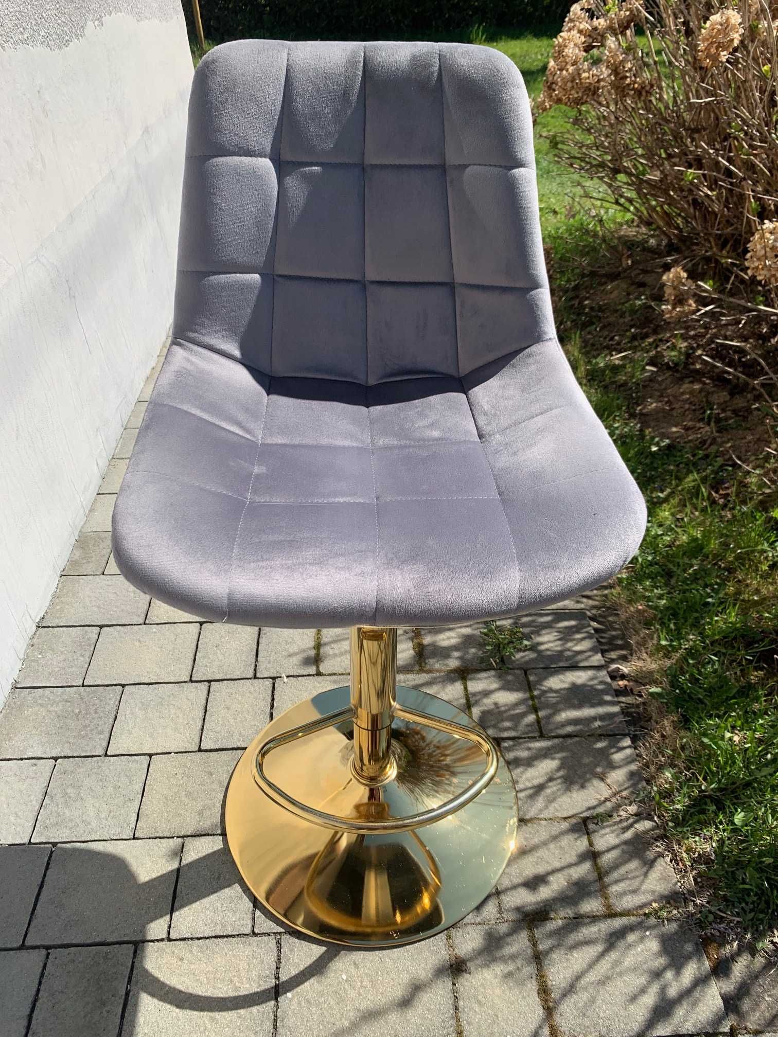 Krzesło barowe tapicerowane szare glamour