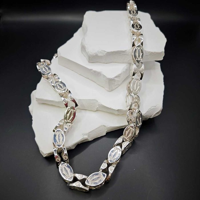 Cartier łańcuszek srebrny 12mm 450g pełny zapięcie szuflada 65cm