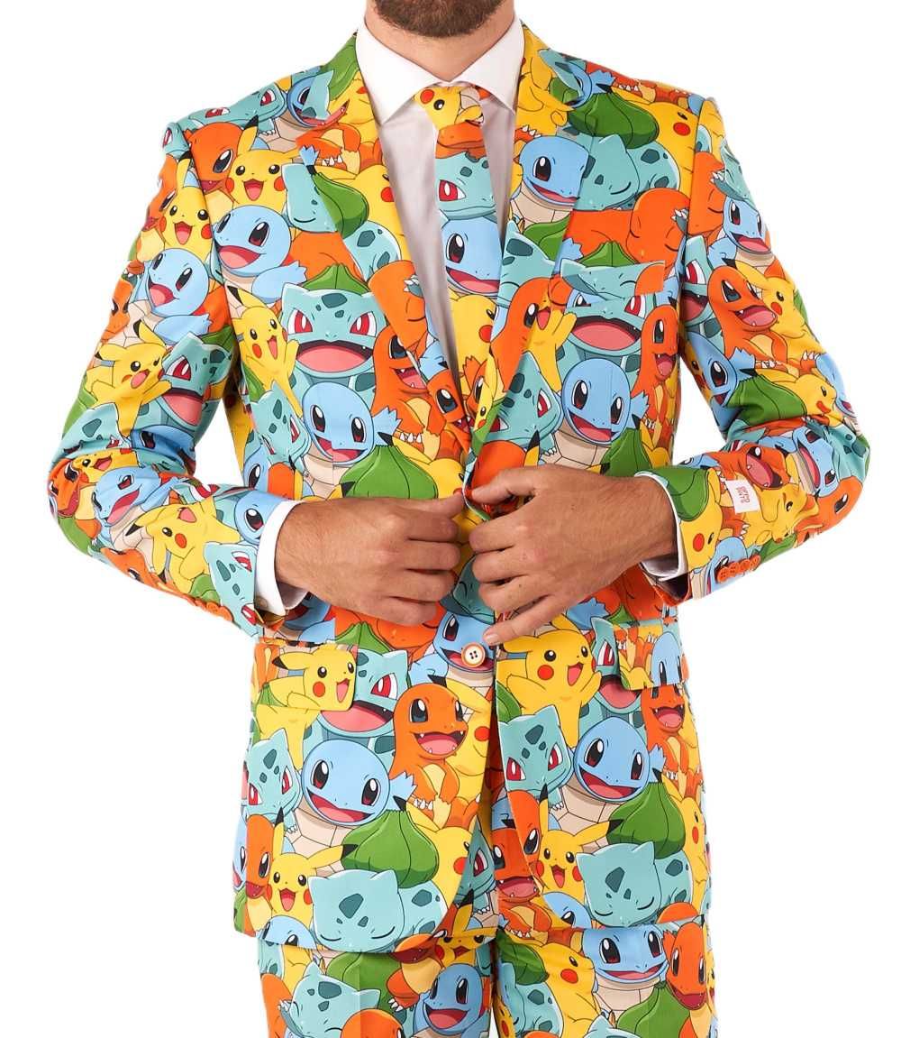 OPPOSUITS Garnitur męski z krawatem kolorowy POKEMONY bajka niebieski