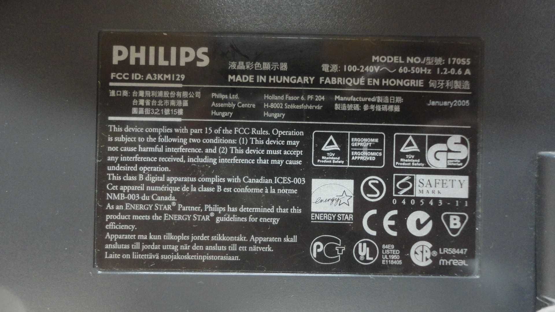 Monitor PC Philips 17"