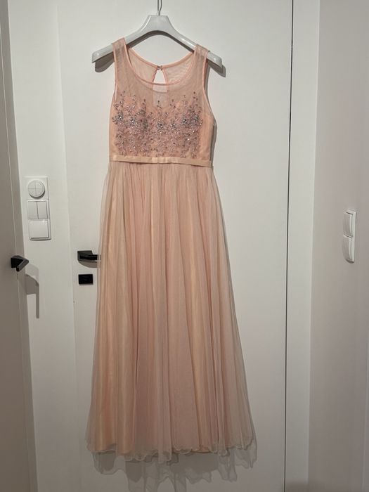 Długa brzoskiniowa sukienka z kryształkami XL Flowers By Charms