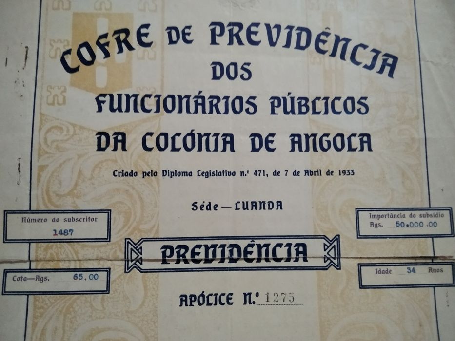 Documento apólice Angola