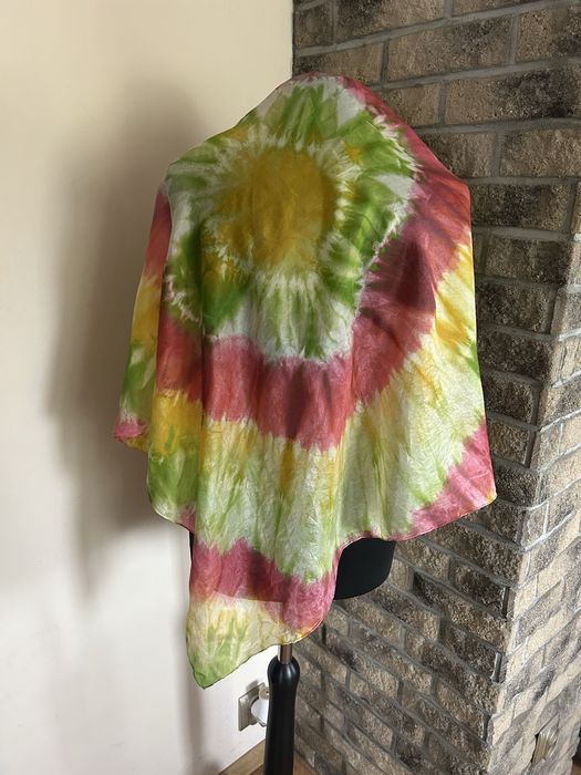 Jedwabna kolorowa chusta apaszka 100% jedwab