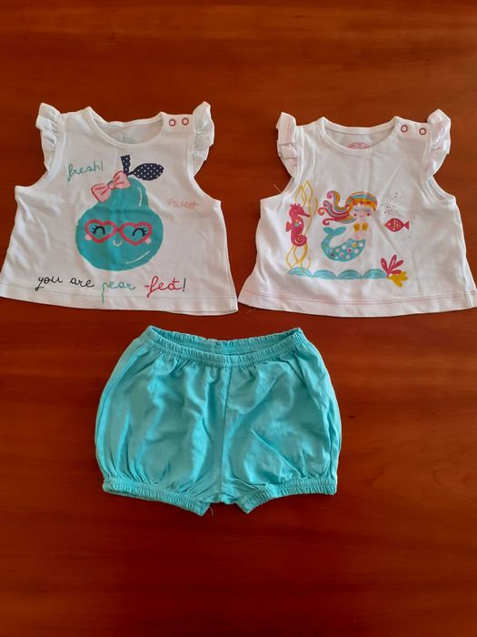 Conjuntos de calções e t-shirt 1/3 meses
