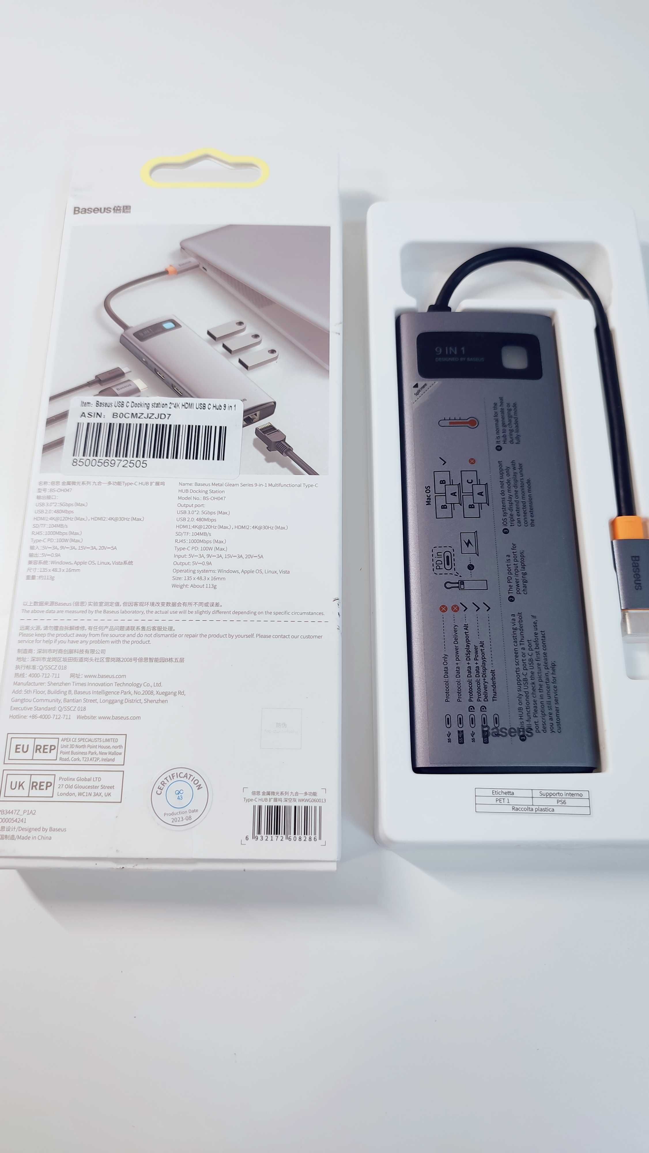 BASEUS stacja dokująca 9w1 USB C 4K 120 Hz BS-OH047