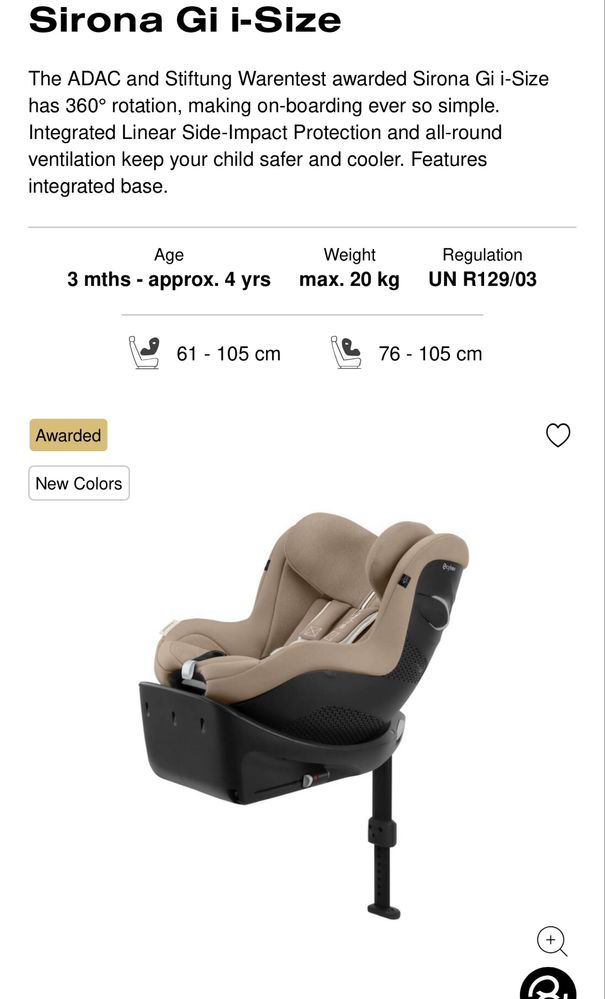 Cybex Gi i-Size fotelik do 20kg przod-tył