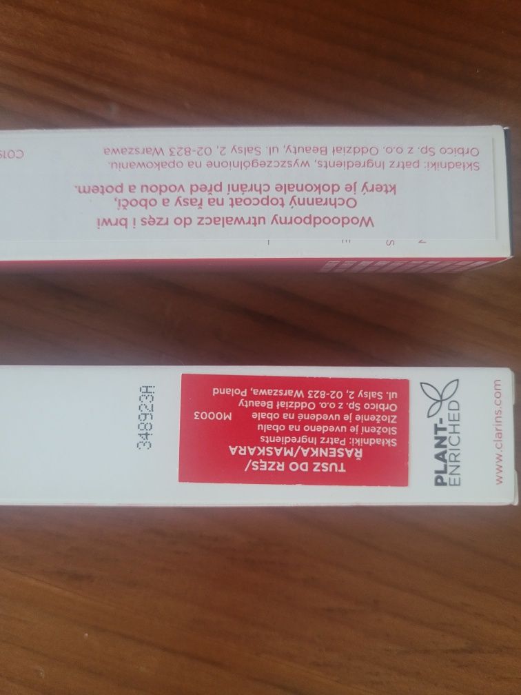 Clarins tusz do rzęs oraz wodoodporny utrwalacz do rzęs i brwi kpl mow