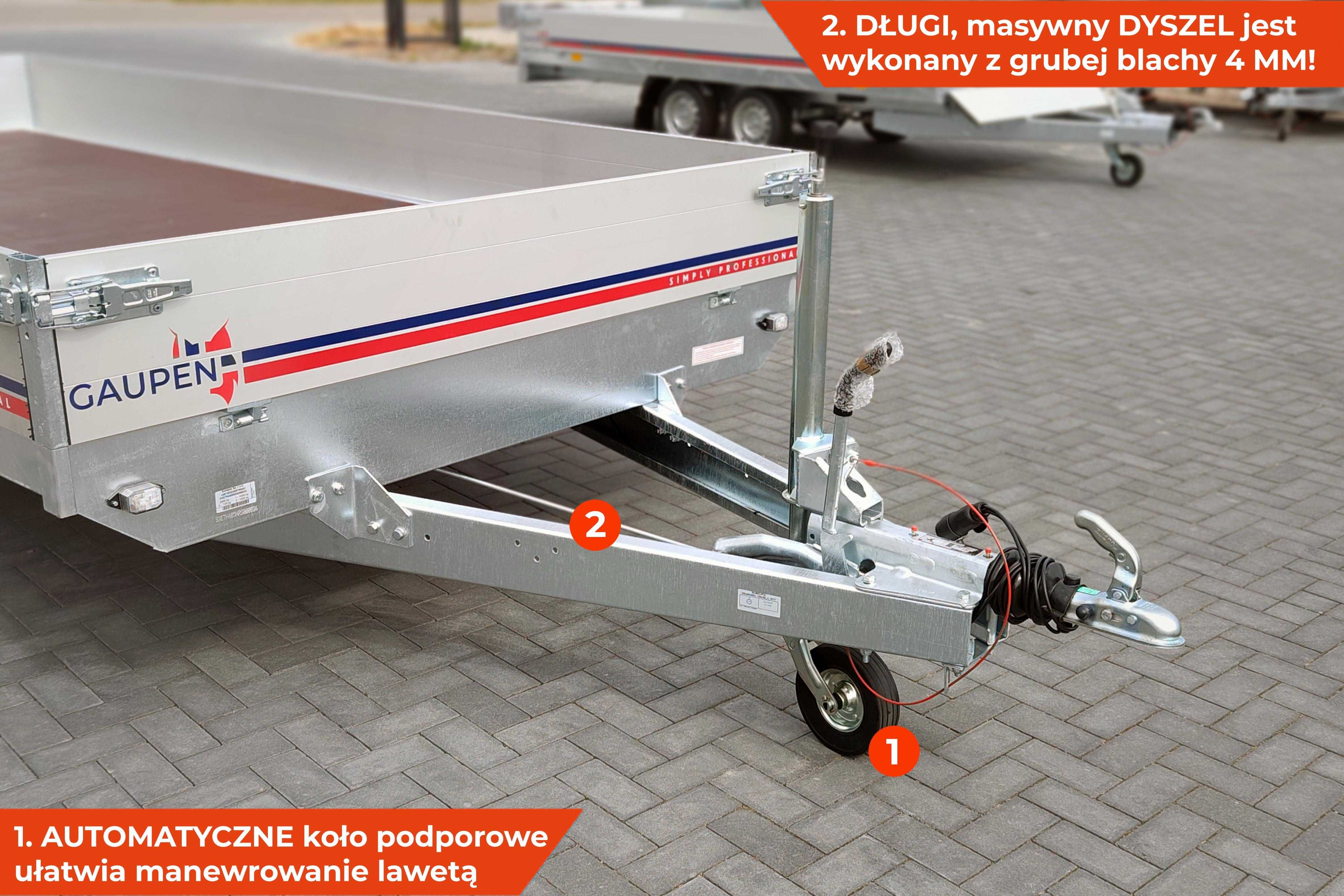 Laweta samochodowa GAUPEN 405 2 HL 405x198x30 aluminiowe burty SPAWANA