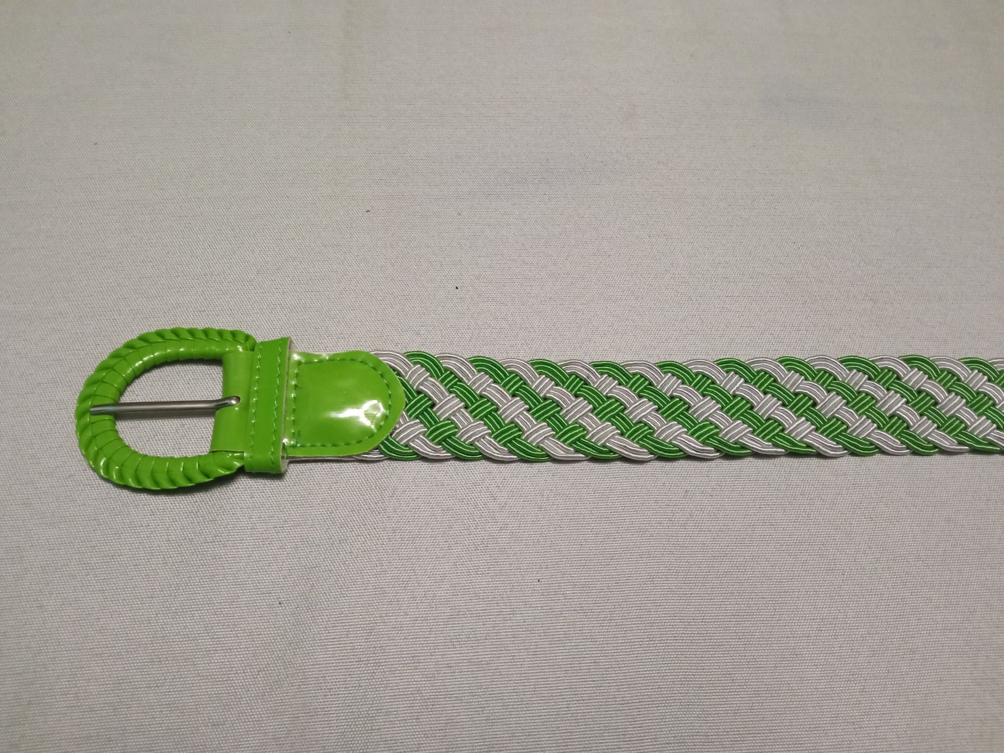 Nowy pasek damski pleciony zielony 100cm