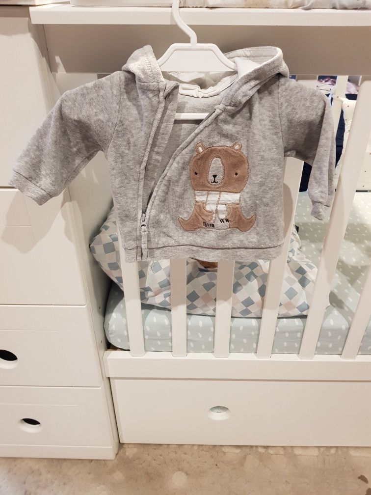 Bluza H&M 62 2 4 msc szara perełka welurowa