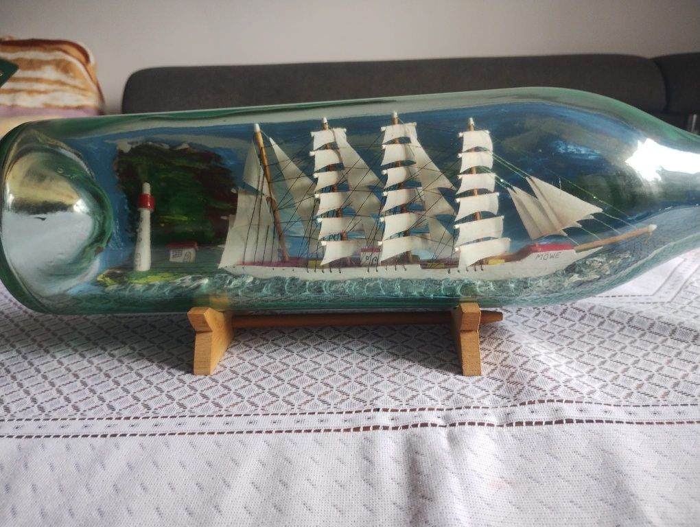 Statek w butelce długoś butelki 50cm