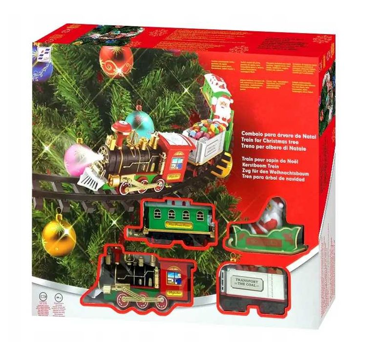 Новорічний поїзд Санти 60 см + рейки.Кріпиться на ялинку.Дропшипінг.